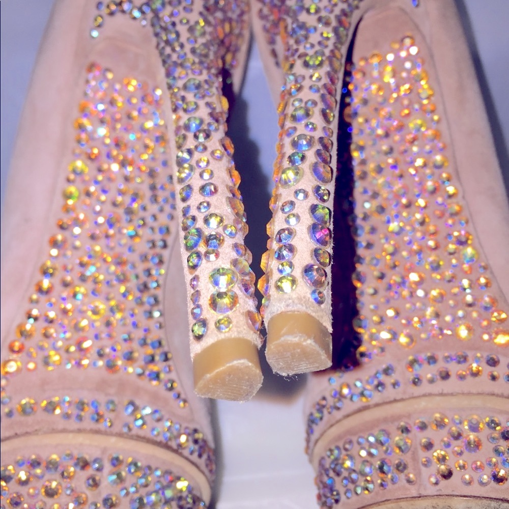 Brian Atwood Suede Swarovski Stone Platform - Picture 4 of 8